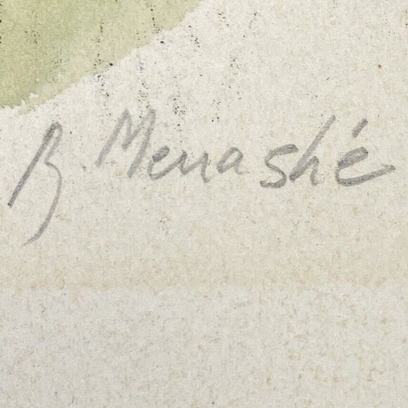 Original SIGNED R. Menasche Watercolor Lithograph Girl & Dog 22/275 Vtg 70s - Picture 2 of 4